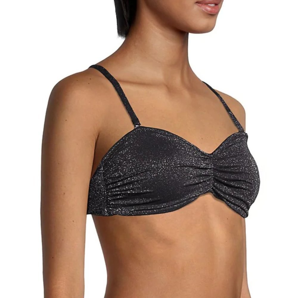 Ganni Black Glitter Bikini Top